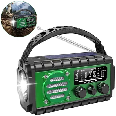 Produktbild von Katastrophenradio Solar Kurbel, Tragbar Notfallradio-Handkurbelradio, Powerbank, Notfallradio mit Taschenlampe & USB-C