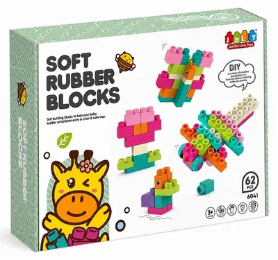 Image de Blocs de construction motricité bébé Soft Rose - 62 pièces - Blocs de construction souples dès 3 ans