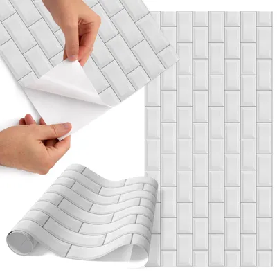 Zdjęcie produktu dla Folia do mebli 50 x 100 cm – folia samoprzylepna do mebli – folia samoprzylepna – folia do mebli – folia do mebli kuchennych – folia samoprzylepna do kuchni – folia do szafek – wodoodporna – zmywalna – samoprzylepna – bez pęcherzyków powietrza – usuwalna bez śladów – białe płytki