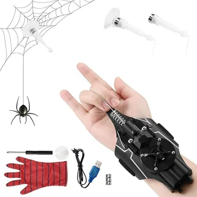 Produktbild von Spider Web Shooter, Launcher-Handschuh für Spiderman Cosplay, 3 m Wurfseil, Elektrisch Automatischer Kabelaufwickler, Set für Handgelenk (Normal).