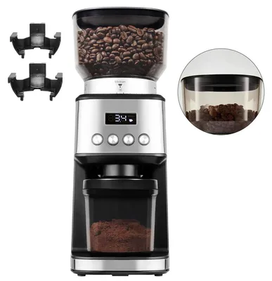 Produktbild von Elektrische Kaffeemühle für Siebträger – 51 Mahlgrade, Edelstahl-Kegelmahlwerk, Antistatik, 160 W für Espresso & French Press