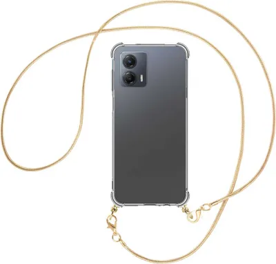 Produktbild von Handykette Backcover-Schutzhülle mit Band (Metall goldfarben) für Motorola Moto G53 5G (6.5'') - goldfarbene Snake-Kette
