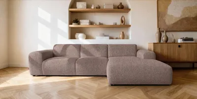 Image de Canapé d'Angle XXL GIN 310x192 L Droit | Tissu Texturé vieux rose