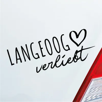 Produktbild von Auto Aufkleber Langeoog verliebt Herz Insel Nordsee Liebe Car 19x7 cm Schwarz Matt Sticker Heckscheibenaufkleber