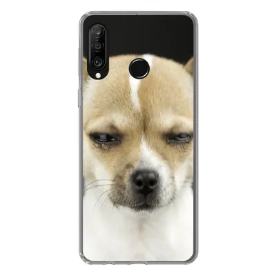 Produktbild von MuchoWow® Handyhülle Schutzhülle Hülle für Huawei P30 Lite Weinender Hund auf schwarzem Hintergrund Silikon Softcase Handy Hülle