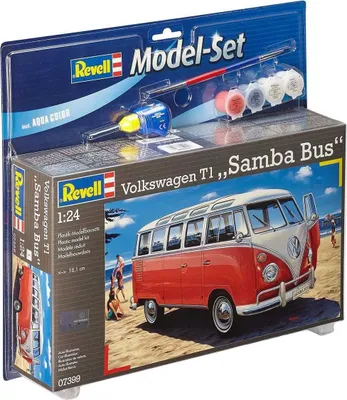 Immagine prodotto di Revell Model Set VW T1 Samba Bus, VW-Bus, Modellbausatz mit Farben und Kleber, 173 Teile, ab 12 Jahren, 67399