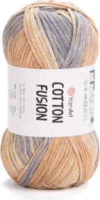 Produktbild von YarnArt Baumwolle Fusion 100% Baumwolle 100g 225m, modischer Mix Beige-Grau, ideal fürs Frühjahr
