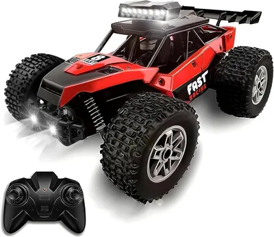 Produktbild von KINSAM Ferngesteuertes Auto,RC Auto LED All Terrain ab 6 7 8 9 10 11 12 Jahre, 2.4GHz Mehrere Geschwindigkeiten bis 20 KM/H, 2AKKU 60min Spielzeit, Monster Truck Ferngesteuert - [2026 Modell]