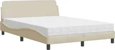 Produktbild von vidaXL Bett mit Matratze "Dover" Creme 120x200 cm Stoff