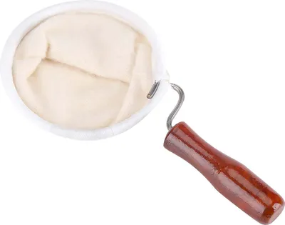 Produktbild von Wiederverwendbares Flanelltuch Handgemachtes Kaffeefiltersieb mit Holzgriff (klein)