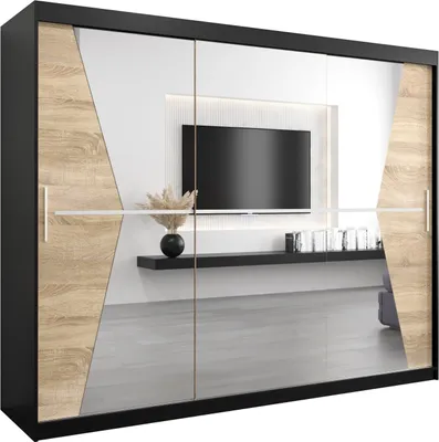 Produktbild von Kleiderschrank, Schiebetürenschrank Schlafzimmer, Schrank mit Spiegel MAROKO 250 cm