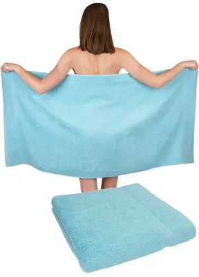 Produktbild von Betz 2 Stück Duschtücher 70 x 140 cm PREMIUM 100% Baumwolle Liegetuch Strandtuch   Farbe: ocean