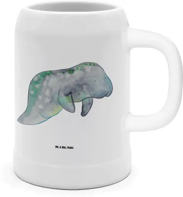 Produktbild von Mr. & Mrs. Panda Krug Seekuh Chillen - Weiß - Geschenk, Abnehmen, Steinkrug, Essen, Süßigkeiten, Steinbierkrug, Meerestiere, Bier Seidel, Bierhumpen, Seekühe, Diät