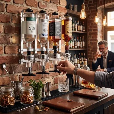 Produktbild von Wandhalterung für 4 Flaschen - Getränkespender - Wandflaschenhalter - ideal für die Hausbar