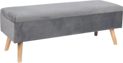 Immagine prodotto di Panca contenitore in velluto con gambe in legno di eucalipto