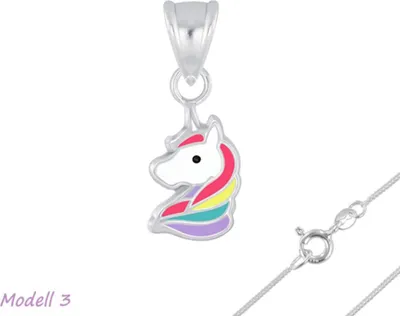 Produktbild von Einhorn Anhänger Silber 925: Kinderschmuck Kette Modell 3 mit Kette