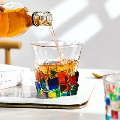 Obrázek produktu pro sklo Sklenice na whisky Křišťálové sklo Malovaný kuchyňský stůl