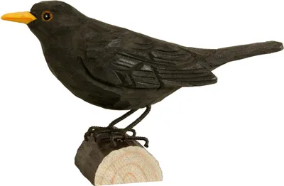Produktbild von WILDLIFEGARDEN Wildlife Garden WG411 DecoBird Amsel - Handgeschnitzter Dekorative Vogel aus Holz - Mittelgroße Europäische Vögel