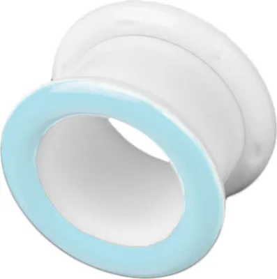 Produktbild von viva-adorno 1 Stück 8mm Flesh Tunnel Acryl Ohrpiercing Weiß zum Schrauben farbiger Ring zweifarbig Größe 3 - 14mm Z428ws, blau