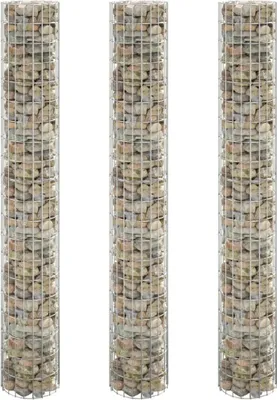 Produktbild von Gabionen-Hochbeete 3 Stk. Rund Verzinkter Stahl Ø30x200 cm , Gabionen Design 2024