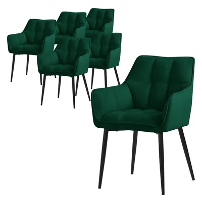 Obrázek produktu pro ML-Design 6x froté jídelní židle, tmavě zelená, se silným čalouněným sedákem