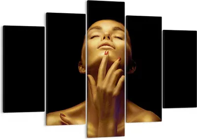 Produktbild von Bild auf Leinwand - Leinwandbild - 5 Teile - Gold Frau Stück - 150x100cm - Wand Bild - Wanddeko - Wandbilder - Leinwanddruck - Bilder - Wanddekoration - Leinwand bilder - Wandbild - EA150x100-4573