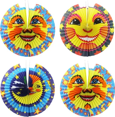 Produktbild von COM-FOUR® 4x Laterne mit buntem Mond Motiv - große Papierlaterne für Sankt Martin und Halloween - Martinslaterne für Kinder - Mondlaterne [Auswahl variiert]