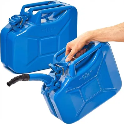 Produktbild von Oxid7® by BW Kraftstoffkanister Metall Benzinkanister 2x 10 Liter mit 2x Ausgießer - Blau RAL 5005 - UN-Zulassung - Hergestellt in Europa