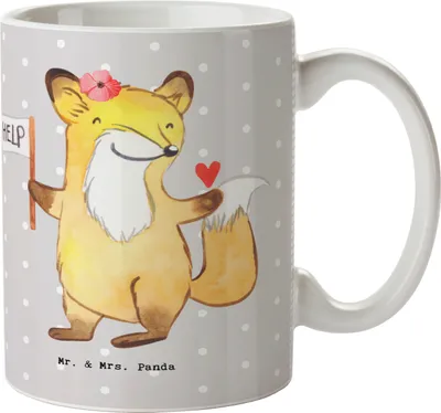 Produktbild von Mr. & Mrs. Panda Kaffeetasse Sozialarbeiterin Herz - Grau Pastell - Geschenk, Tasse, Kaffeebecher, Becher, bedruckt, Keramikbecher, Pott