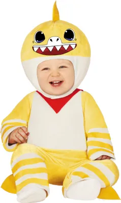 Produktbild von Hai Abenteuer Jumpsuit Baby Kleidung Gelb Weiß Freundlich Süß Kostüm Delikate Spielzeit Lustig Kreativ Einteiler Weich Sicher Bequem, Größe: 86/92 Farbe: Gelb