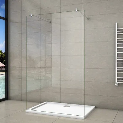 Produktbild von 67.7x200cm+ mit 2  70-120cm Stabilisator 8mm Nano Sicherheitsglas Walk in Duschwand Duschabtrennung