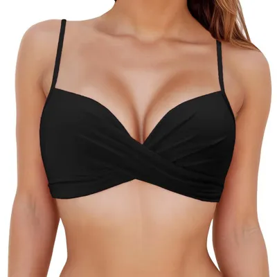 Imagen del producto de Solidchoice - Top de bikini para mujer, color , con tirantes anchos ajustables y escote en V