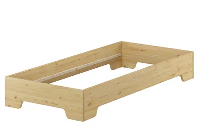 Produktbild von Robustes Bettgestell in kompakter Form 80x190 Massivholz Kiefer Zubehör wählbar V-60.56-08-190Rollrost inkl.