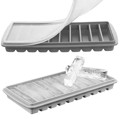 Produktbild von Silikon Eiswürfelform mit Deckel 2er Set, BPA-frei, 10 Eiswürfel pro Form, für Flaschen geeignet, flexibel, leicht entnehmbar, auslaufsicher