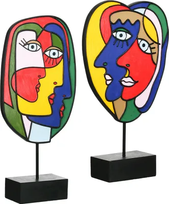 Immagine prodotto di Gilde Skulptur, "Rothko", Gesichtsmotiv, Kunstharz, mehrfarbig, L. 7 cm, B. 20 cm, H. 35 cm 58223 4063387582237 2 Stück (2-fach sortiert)