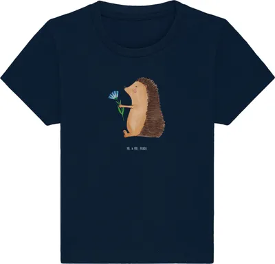Produktbild von Mr. & Mrs. Panda  T-Shirt Igel Blumen 6. - 12. Monat - French Navy - Geschenk, Krankenhaus, krank, Babyshirt, Gute Besserung, Baby Shirt, Krankheit, Lustige Sprüche