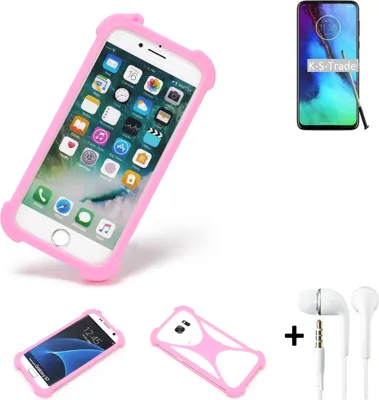 Produktbild von K-S-Trade Bumper + Kopfhörer kompatibel mit Motorola Moto G Pro Handy Hülle Schutzhülle Silikon Schutz Hülle Cover Case Silikoncase Silikonbumper