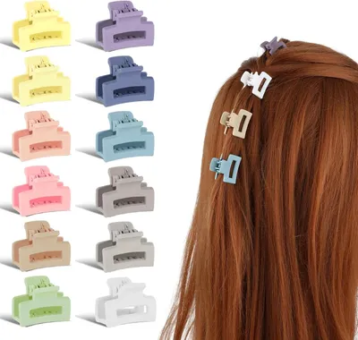 Image de 12 mini-pinces à cheveux antidérapantes années 90 multicolores cheveux bouclés