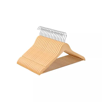Immagine prodotto di In And OutdoorMatch Appendiabiti Deluxe Mariam - 10 pezzi - Antiscivolo - Appendiabiti per pantaloni - Salvaspazio - 44.5 x 23 x 1.2 cm - Legno