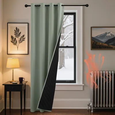 Obrázek produktu pro Záclona na dveře, tepelně izolační, barva salbeiová, neprůsvitná, rozměry 240 x 140 cm