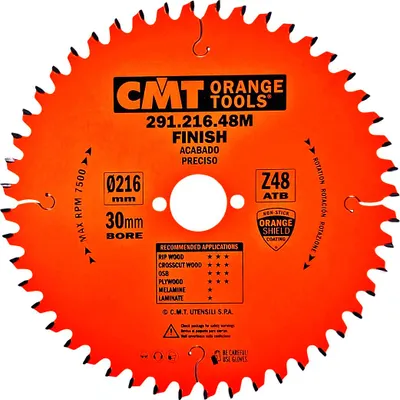 Immagine prodotto di CMT | Lama per legno per troncatrici ø 216/30 mm Z48 WZ/ATB -5° Neg