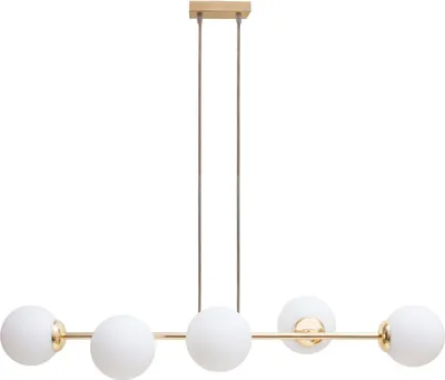Produktbild von Hängeleuchte Metall Glas H: max. 95 cm in Gold Weiß E27 Kugel Schirm Modern