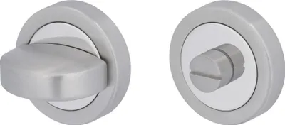 Produktbild von Rosettenpaar Edelstahl satiniert Ø 52 mm mit WC-Riegel für Badezimmer- & WC-Türen