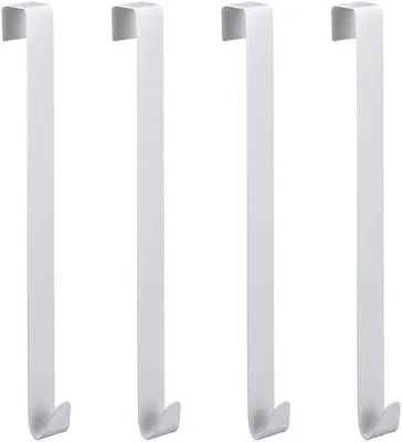 Produktbild von Unyqoos® 4er-Set weiße Tür- und Fensterhaken 32 x 2,5 cm – multifunktionale bohrfreie Aufhänger, einfache Montage, ideal für Jacken & Handtücher