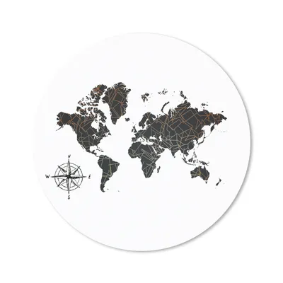 Produktbild von MuchoWow® Mauspad Mousepad Weltkarte - Schwarz - Kompass 50x50 cm - Mousepads - Maus Mat - Pad - Mausunterlage - Vinyl