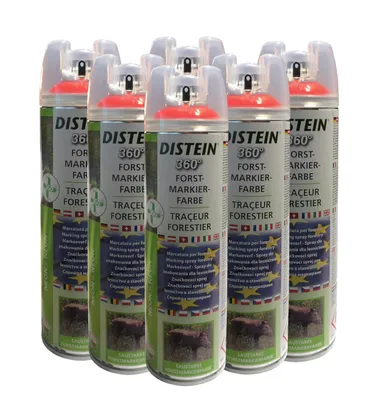 Immagine prodotto di 6x Distein spray per marcatura Spray per marcatura forestale Ergonom 360° rosso neon