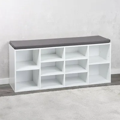 Produktbild von Schuhschrank mit Sitzkissen, weiß,