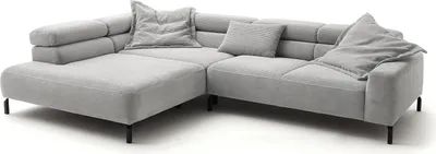Produktbild von KAWOLA Sofa DELIA Ecksofa Cord hellgrau Recamiere links