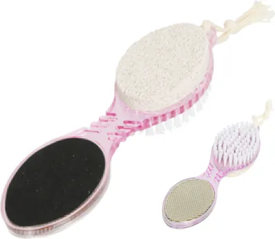 Produktbild von 4in1 PEDIKÜRE-BÜRSTE Bimsstein Fußraspel Raspel Fußfeile Nagelbürste Schleifstein Hornhautentferner Fußbürste Fußpflege Pflege 11 (Rosa)