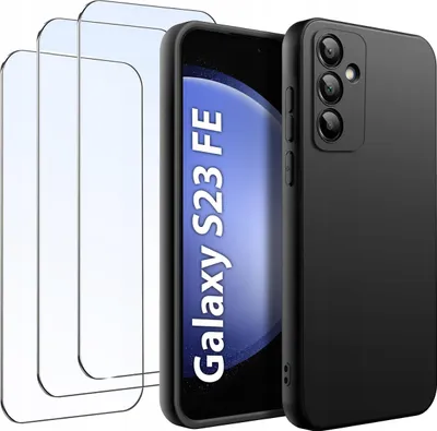 Obrázek produktu pro SADA Pouzdro pro Samsung S23 FE Matné černé silikonové Slim + 3 KS SKLO